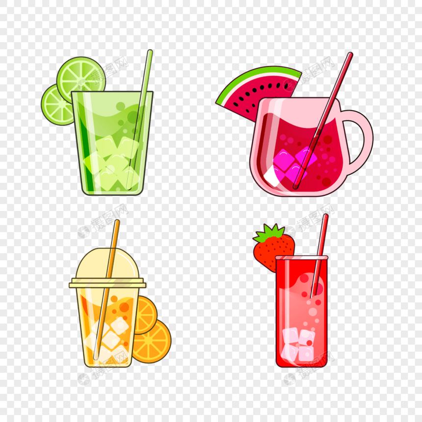 矢量夏季果汁饮品图片