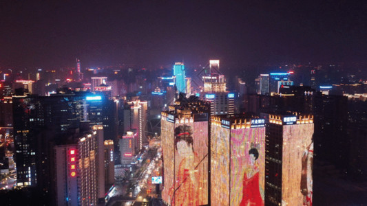 杭州写字楼夜景航拍合集GIF高清图片