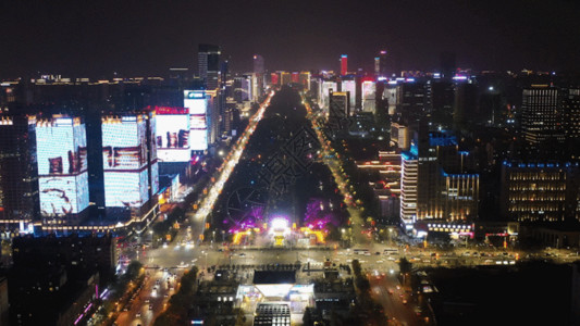 都市街道夜景西安高新CBD4K夜景GIF高清图片