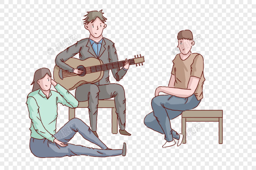 音乐节三人弹吉他聊天图片