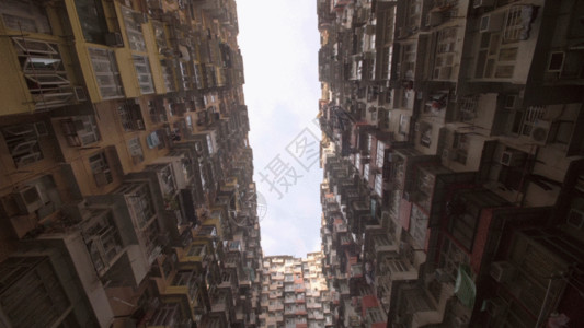 湖景公寓香港握手楼仰拍视角GIF高清图片
