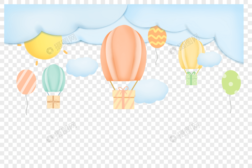 童趣热气球边框图片