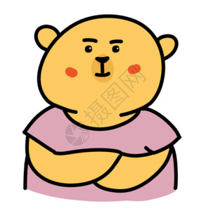 粉色手绘熊小熊酷酷表情包GIF高清图片