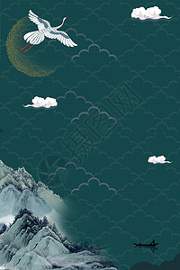 手绘中国风背景仙鹤高清图片素材