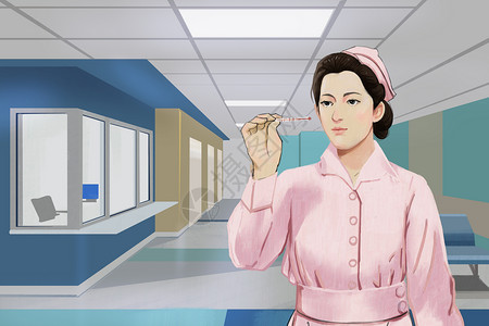 手绘白衣天使国际护士节插画