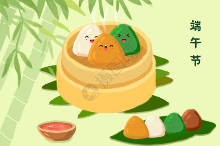 端午节吃粽子gif竹子高清图片素材