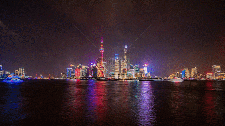 上海外滩傍晚延时视频GIF图片