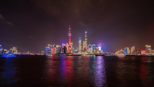 海上明珠塔上海外滩傍晚延时视频GIF高清图片