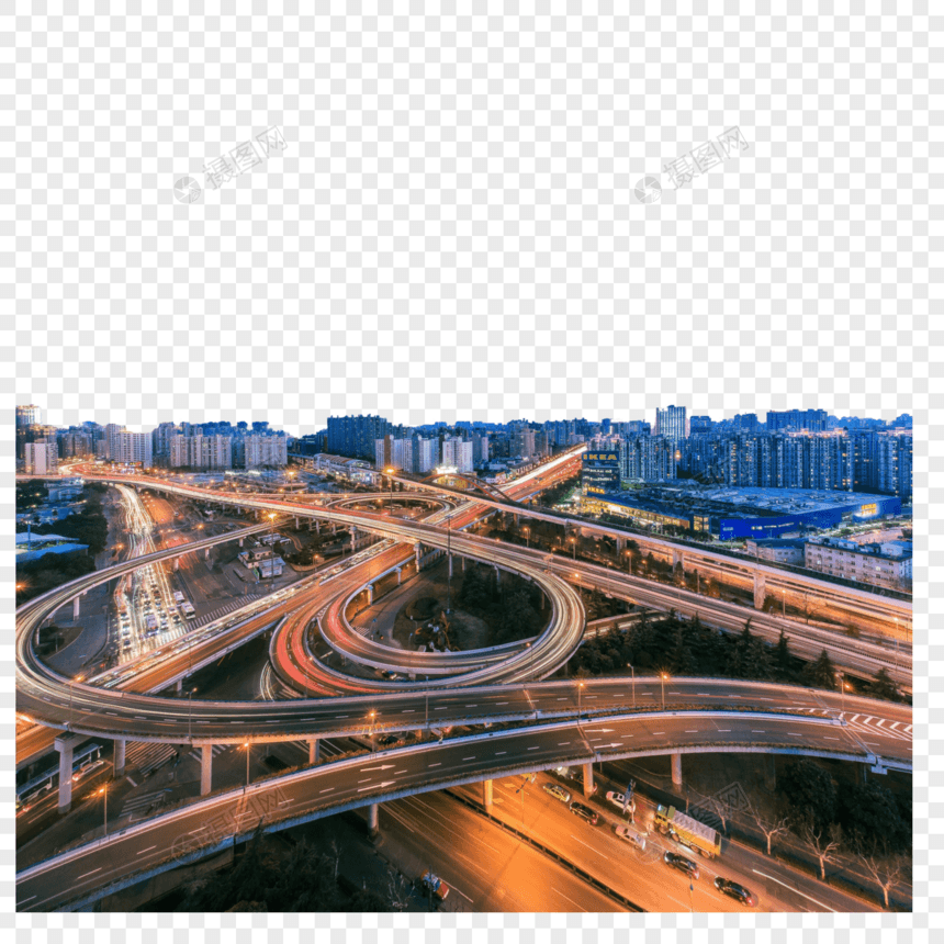 上海繁华都市繁忙的交通高架桥景观图片