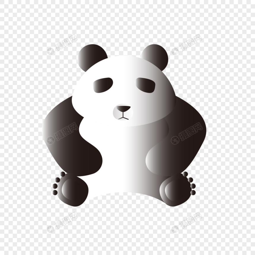 黑白渐变大熊猫图片