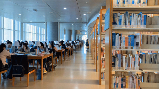 美式书柜图书馆学习的人GIF高清图片