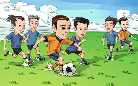 男子足球运动员踢足球插画