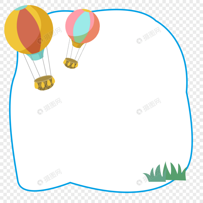 热气球手绘边框卡片图片