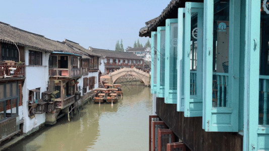 旧民居上海朱家角古镇小桥流水人家GIF高清图片