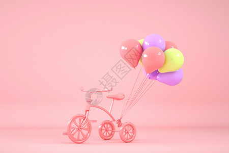 卡通唯美气球卡通自行车设计图片