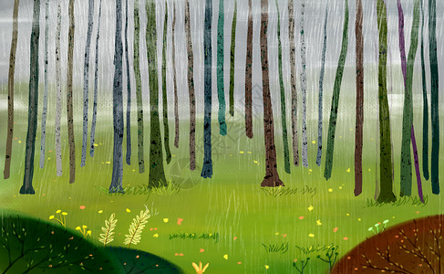 手绘森林背景图片