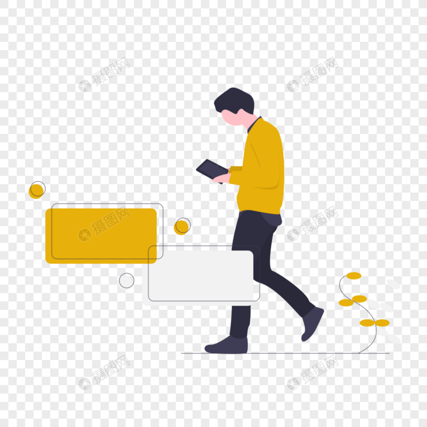 一个男人边走路边低头玩手机图片