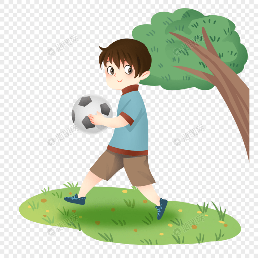 拿足球的小男孩图片