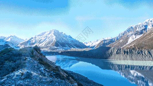 新西兰雪山新西兰冰川gif高清图片