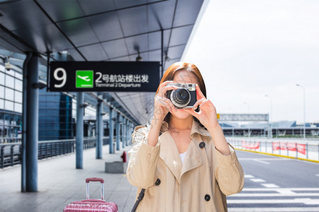 旅行女孩相机旅行设计图片