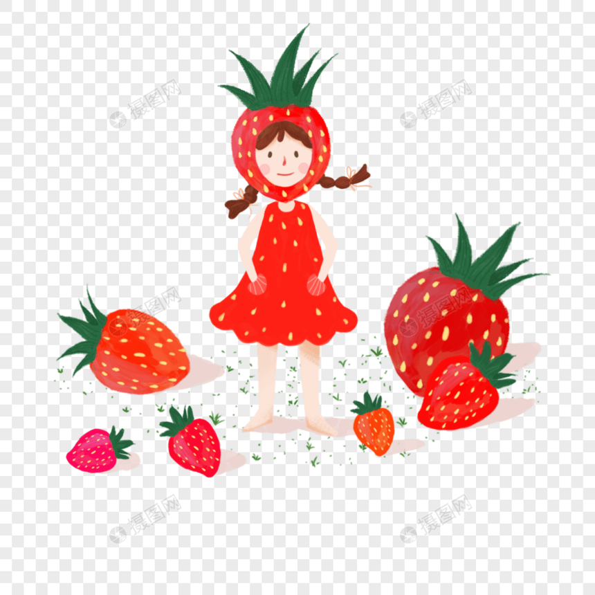夏日草莓女孩图片