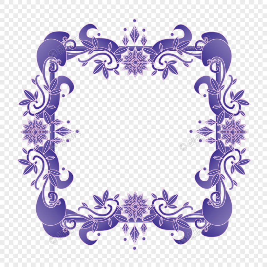 欧美风紫色风植物边框图片