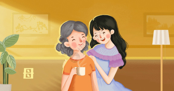 千纸鹤思念妈妈和女儿GIF高清图片