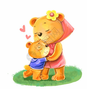 妈妈抱抱温馨熊母子gif高清图片