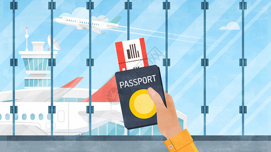 手拿护照毕业旅行系列插图插画
