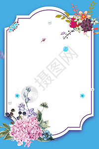 白色标签边框清新花卉背景设计图片