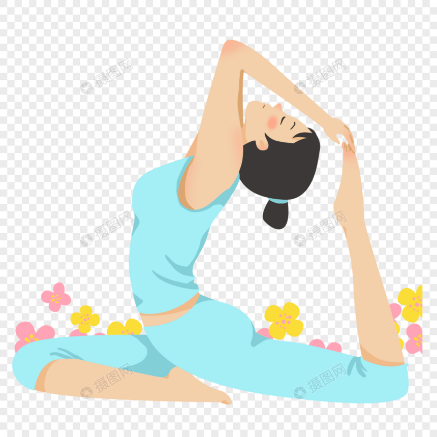 手绘练瑜伽的女人图片