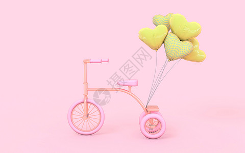 自行车卡通粉色卡通三轮车设计图片