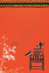 红墙黑瓦复古中国风背景设计图片