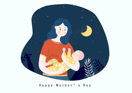 婴儿抱被母亲节插画GIF高清图片