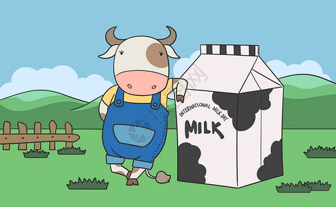 蒙古包草原草原牛奶日插画
