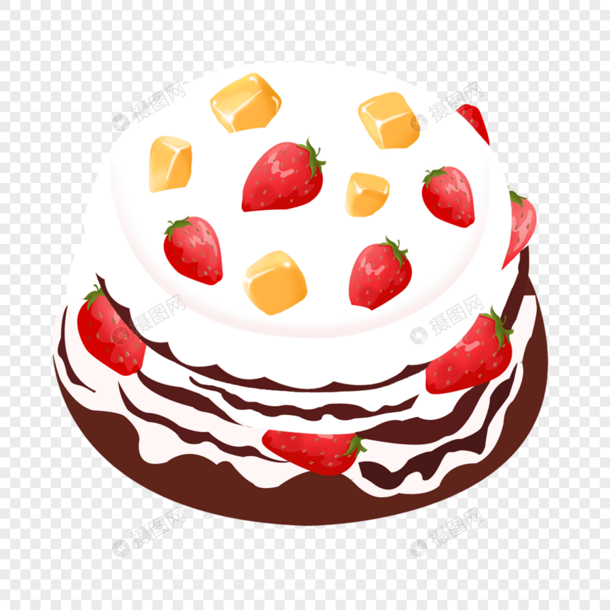 手绘草莓蛋糕巧克力蛋糕图片