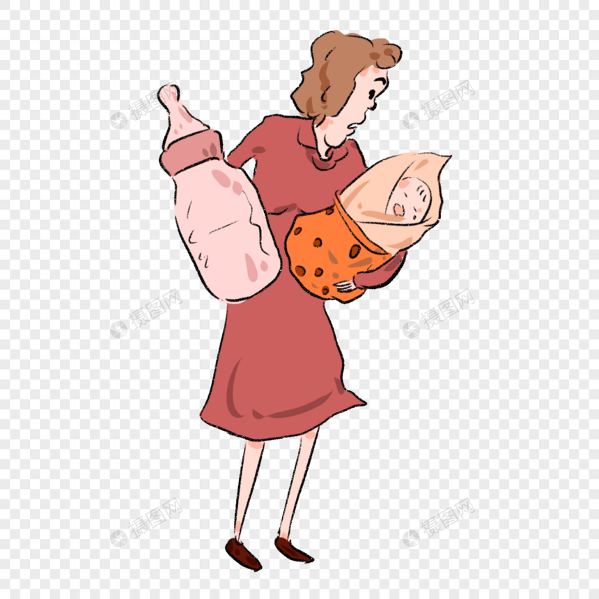 女人抱着婴儿喂奶漫画图片
