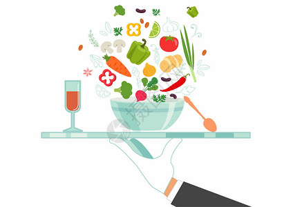 酒杯图片蔬菜食材插画