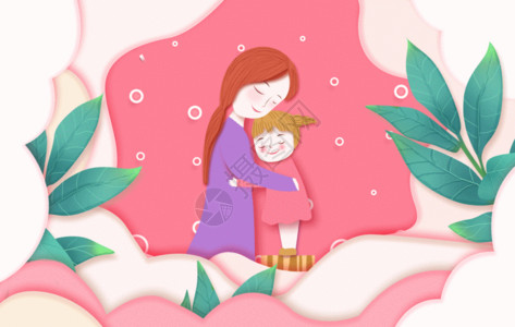 妈妈在新家拖地温暖母亲节插画GIF高清图片