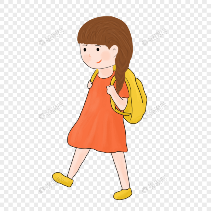 背着书包上学去的女孩图片