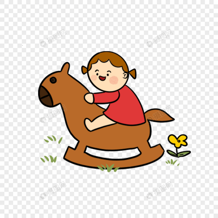 骑木马的孩子图片