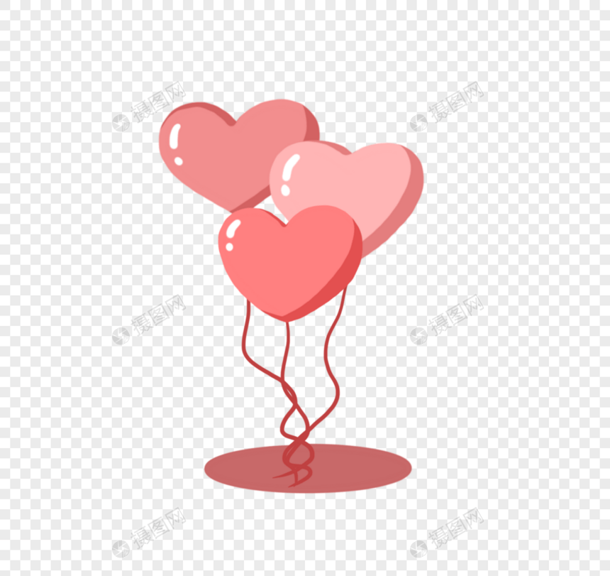 卡通手绘浪漫心形气球图片