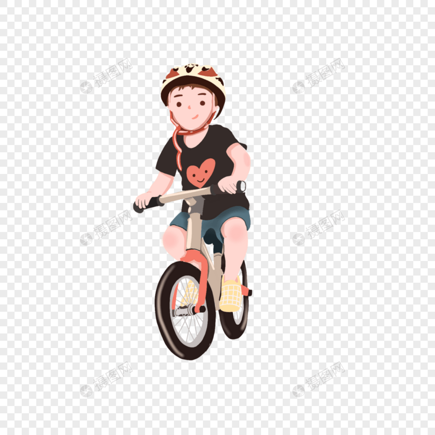 卡通创意骑自行车的男孩图片