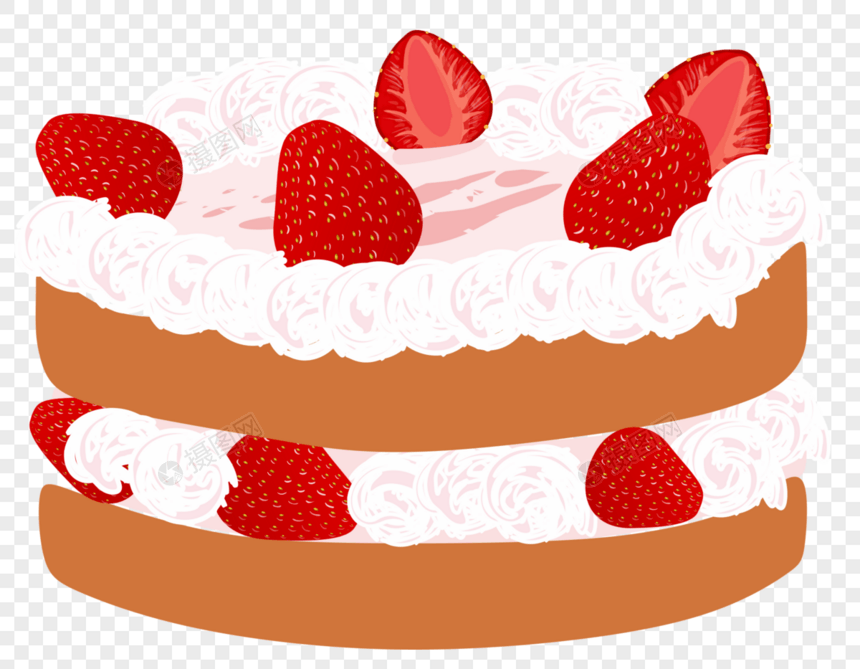 草莓夹层蛋糕矢量PNG元素图片