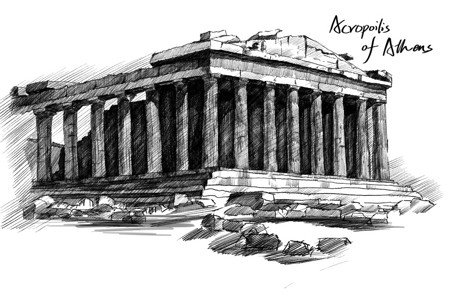 希腊群岛希腊雅典卫城插画