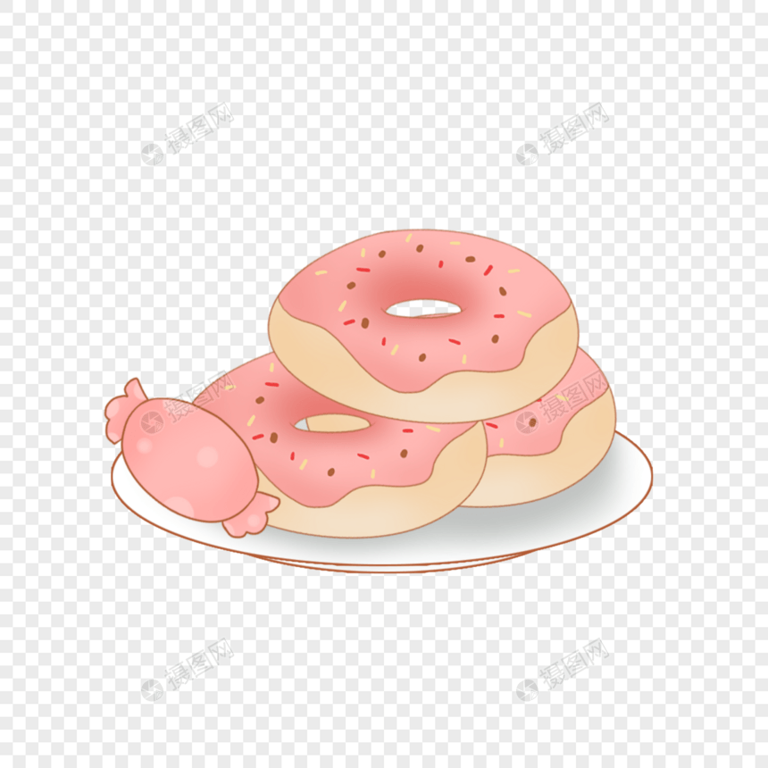卡通粉色甜甜圈插图图片