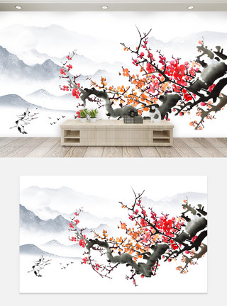 柳树高清素材中国风电视背景墙模板