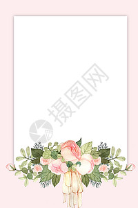 粉色植物边框清新鲜花背景设计图片