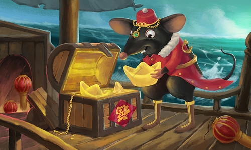 十二生肖之加勒比海盗老鼠高清图片