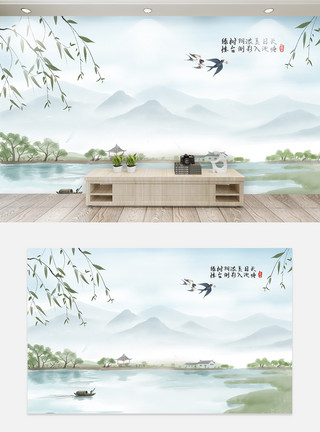 背景墙素材库中国风古韵电视背景墙模板